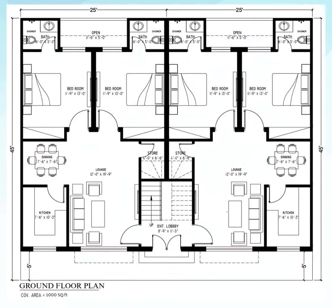 Ground Floor floor plan drawing - Clan Homes Townhouses